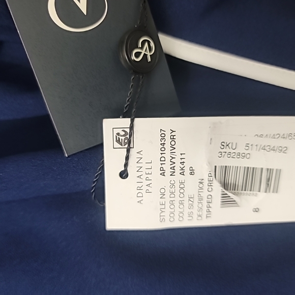 Adrianna Papell Tipped Crepe Tie Waist Dress - Picture 8 of 8